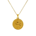 18k gold plated Leo constellation coin pendant necklace on minimalist link chain - Leo