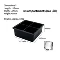 Black skull silicone ice tray with 4-cavity square design for whiskey and Halloween - 4-Grid Square (No Lid) / Black