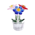 Handcrafted crystal flower figurine with pink blue red petals in transparent vase - Maple Leaf Flower-3 Colors