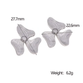 Detalle de pendientes de flor plateados con tres pétalos, medidas 27,7mm y peso de 6,2g - Color Acero