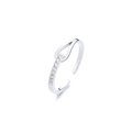 Adjustable knotted silver ring with teardrop motif and sparkling cubic zirconia stones - Adjustable Open / Knotted Style / Silver