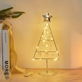 Silver LED Christmas tree with hanging crystal balls and a warm glow for table decor - Style B Gold + LED Lights