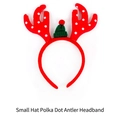 Christmas headband with red polka dot reindeer antlers and green mini hat detail - TK46GR Tiny Hat Polka Dot Antlers Green Hat