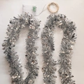 Silver metallic Christmas tinsel garland set with LED battery box for party decoration - S213 (Silver Tinsel)