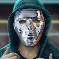 Sparkling silver disco ball mirror mask for parties with reflective square glass tiles - Silver Mirror Disco Ball Full Face Mask