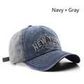 Gorra de béisbol retro en azul marino y gris con bordado New York 1965 - Azul Marino y Gris