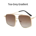 Double bridge aviator sunglasses with tea double grey lenses and gold metal frame - Tea Gradient Grey