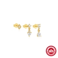 Set di orecchini a lobo in argento sterling 925 placcato oro con zirconi e ciondoli - Argento 925 / Stile Oro 5