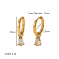 Pendientes de acero inoxidable de 18K con circonita en forma de gota y altura de 20mm - Estilo Circonita en Forma de Gota de Agua (TE6382-WT)
