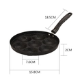 7-hole black non-stick egg frying pan with handle length and diameter dimensions - Thickened Multi-Hole Egg Pan (7-Hole)