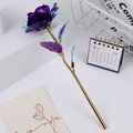 Iridescent purple gold foil rose gift with golden stem on minimalist background - Colorful Gold Purple