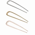 Three-piece U-shaped minimalist metal hair pins in silver, gold, and rose gold finish - Smooth/3 Pieces / Gold + Silver + Rose Gold