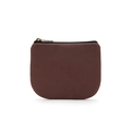 Minimalist maroon canvas coin purse with white contrast stitching and YKK metal zipper - Coffee