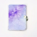 A5 plush tie-dye notebook in purple and blue with a secure metal heart padlock - Pastel Purple (Each one is unique)