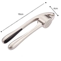 Silver zinc alloy garlic press with black non-slip handle and 16cm length dimensions - Pearl Nickel Garlic Press Bag Pack
