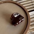Elegant amber heart-shaped acetate hair claw clip with France Handmade engraving - Dark Brown Heart