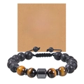 Detail of tiger eye and lava stone bracelet on a To My Grandson greeting card - To My Grandson