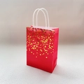 Red paper gift bag with gold foil hearts and white woven handles for elegant packaging - Red Single-Sided Bronzing Heart