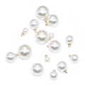 Détails de pendentifs en perles ABS blanches avec anneaux dorés pour la création de bijoux DIY - 6mm / Or KC