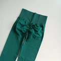 Dunkelgrüne High-Waist Seamless Scrunch Butt Yoga-Leggings für Fitness und Laufen - S / Unterteile / Dunkelgrün