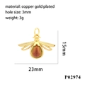 Specifiche tecniche del ciondolo ape in rame dorato con cristallo rosso e foro 3mm - Ape Marrone Rosso Oro (P02974)