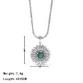 Collier tournesol en argent poli avec un pendentif en pierre précieuse verte - Or Blanc - Zircone Vert