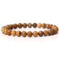 Handmade 6mm natural picture jasper beaded bracelet with unique brown earthy textures - Jasper