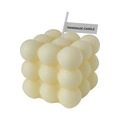 Minimalist cream white bubble cube scented candle with handmade paper tag detail - Light Yellow - Freesia