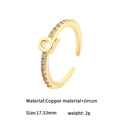 Adjustable 14K gold plated copper ring with Zircon and letter Q decorative shape - Letter Q