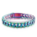 Bracciale a catena cubana in acciaio inossidabile arcobaleno con chiusura 316L - 20cm / Iangiante Lucido