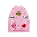 Pink silicone mini backpack for kids with customizable DIY cartoon charms and top handle - Small / Pink