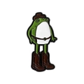 Cute green frog enamel pin wearing a brown cowboy hat and tall boots accessory - Long Leg Cowboy Frog (QHXZ3779)