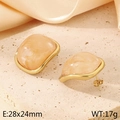 Boucles d'oreilles carrées en résine ambre et acier inoxydable doré sur soie - Orange