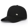 Berretto da baseball in lana nera da uomo con paraorecchie caldi e fregio metallico - Regolabile / Nero