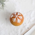 Brown frosted Christmas ornament with white glitter snowflake and hanging string 8cm - Ball Shape