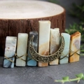 Natural crystal stone hair clip with bronze moon metal ornament and wire wrapping - Amazonite Moon Hair Clip