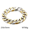 Bracelet gourmette 15mm bicolore en acier inoxydable doré et argenté - Bicolore Or (KB43946-D)