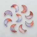 Sparkling moon shape glass pendants with orange purple gradient and gold foil flakes - Dawn Color