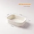 500ml white kraft paper square bowl disposable food container 17.3x12cm size - No Lid / 500ml White Rectangular Box