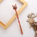 Creatieve kerst gelpen met rendier glitters en feestelijke cartoon patronen - koffiekleur