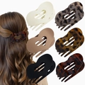 Fashion heart hair claw clips in various colors and leopard prints for women - 3 Matte Heart + 3 Leopard Heart
