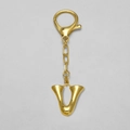 Polished 18k gold plated letter V keychain with lobster clasp for bag accessory - Letter V