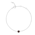 S925 sterling silver chain bracelet with a faceted deep red zircon stone inlay - Bracelet / Coffee / Platinum