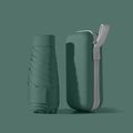 Compact dark green six-fold umbrella with matching zipper storage case and UV protection - Flat 6-Fold Thickened Black Glue / With Capsule Box / Dark Green