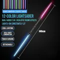 RGB double-ended 149cm lightsaber toy with black hilt and 12-color glow function - Twelve Colors Dual Sword Combined With Sound
