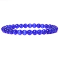 6mm blue tiger eye natural stone beaded stretch bracelet with cat eye effect - Blue Cat's Eye