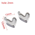 Pendentif cœur argenté poli pour bijoux DIY, dimensions de 13mm par 15mm environ - Argent Coeur
