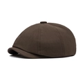 Classic dark brown octagonal newsboy cap in durable twill cotton fabric for men and women - Brown