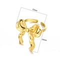 Bague nœud ajustable en acier inoxydable plaqué or 18k avec taille de 22mm x 24mm - Nœud Or Haute Brillance (JZ6092G) / Or (JZ6092G)
