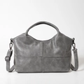 Minimalistische Handtasche aus weichem PU-Leder für Damen mit viel Platz in elegantem Grau - Grau